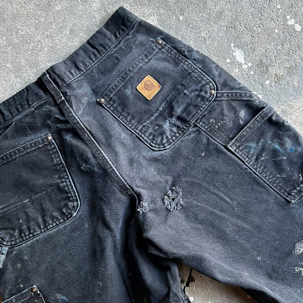 Carhartt faded black double knee work wear carpenter pants - Picture 8 of 12
